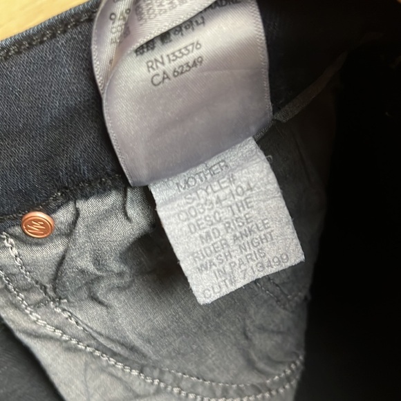 Mother the md rise rider ankle jeans wash night in paris, SIZE 27 1247 - Picture 5 of 7